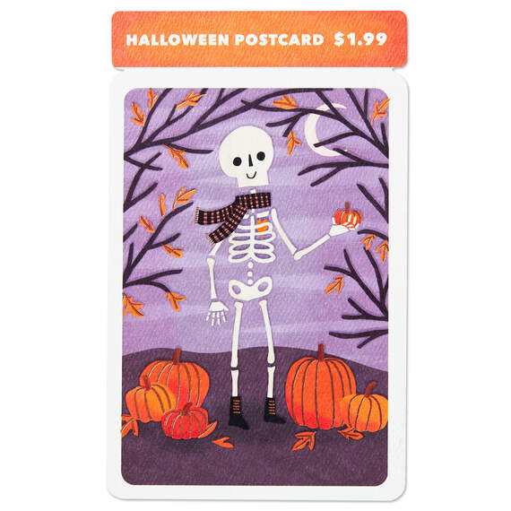 Nice Through and Through Skeleton Halloween Postcard, , large image number 1