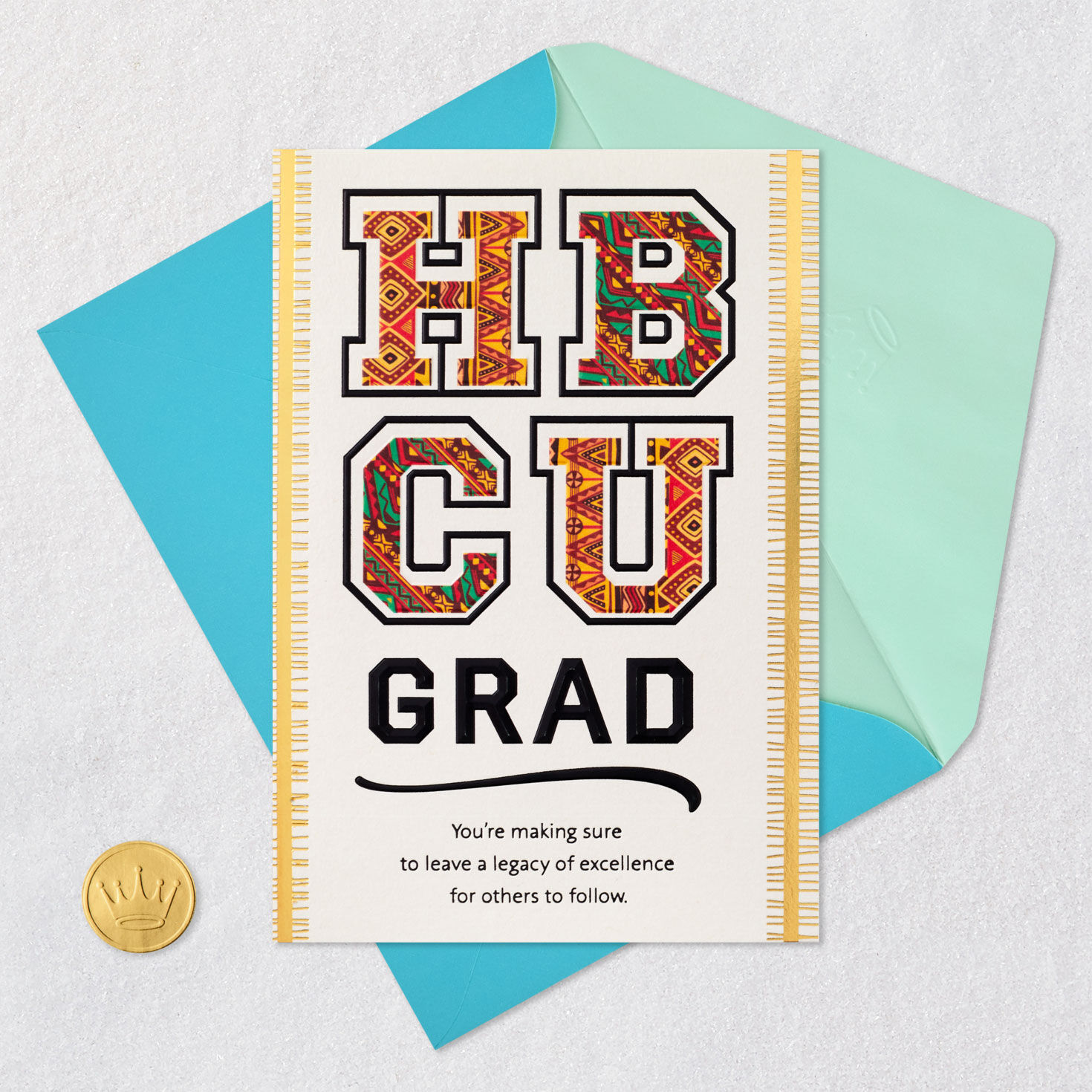 Gold Historic Black College Graduation Card Card Front with Envelope and Gold Seal image number 5
