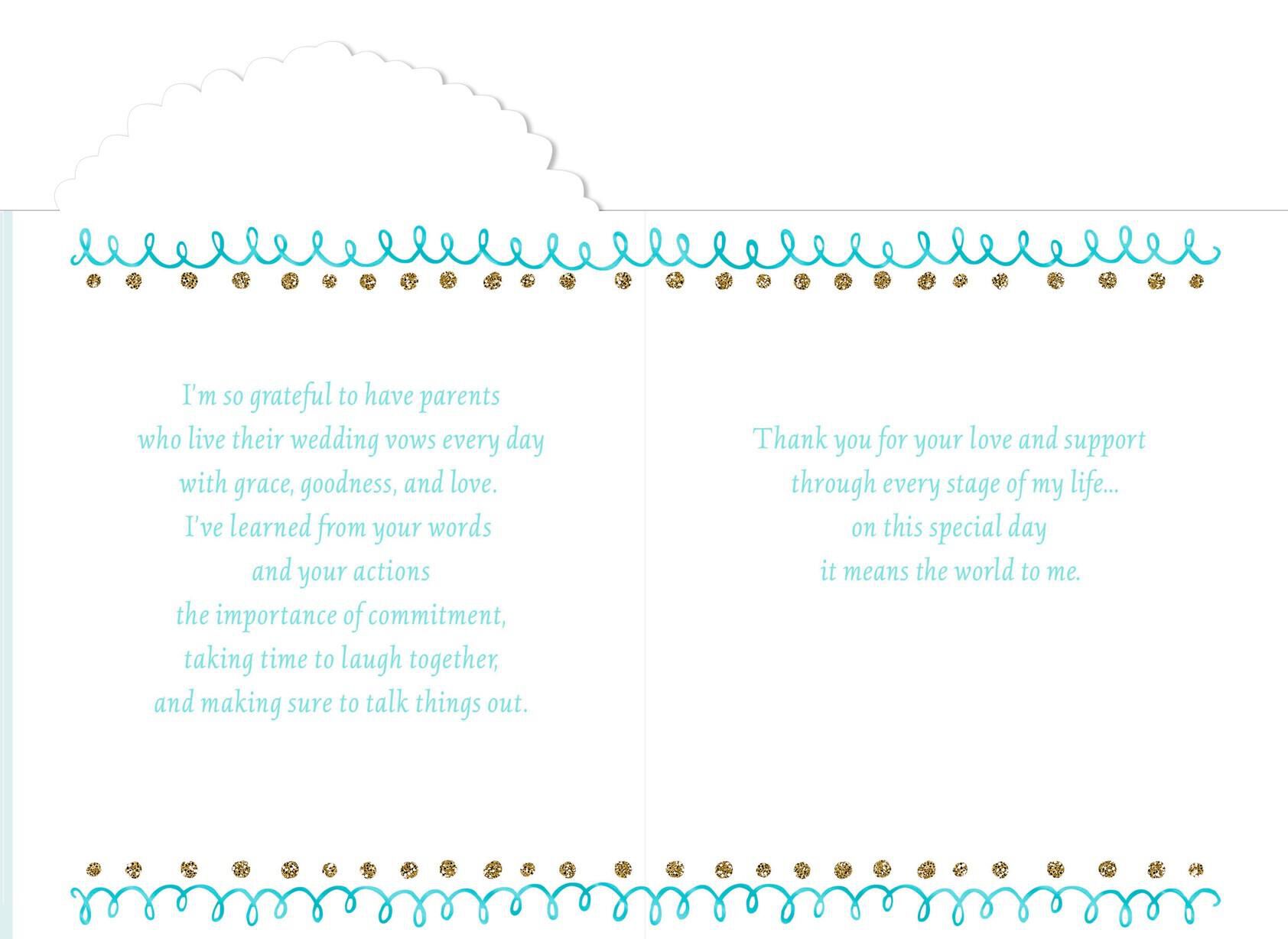 For My Parents On My Wedding Day Card