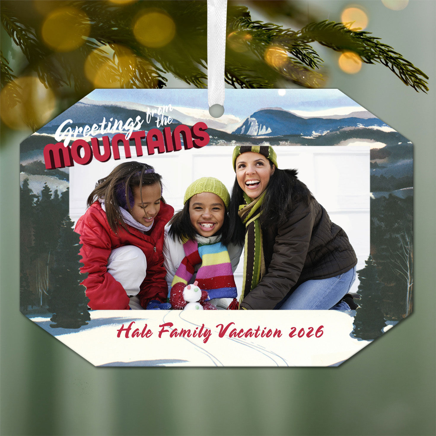 Mountain Vacation Metal Personalized Ornament, Custom Photo and Text for only USD 17.99 | Hallmark