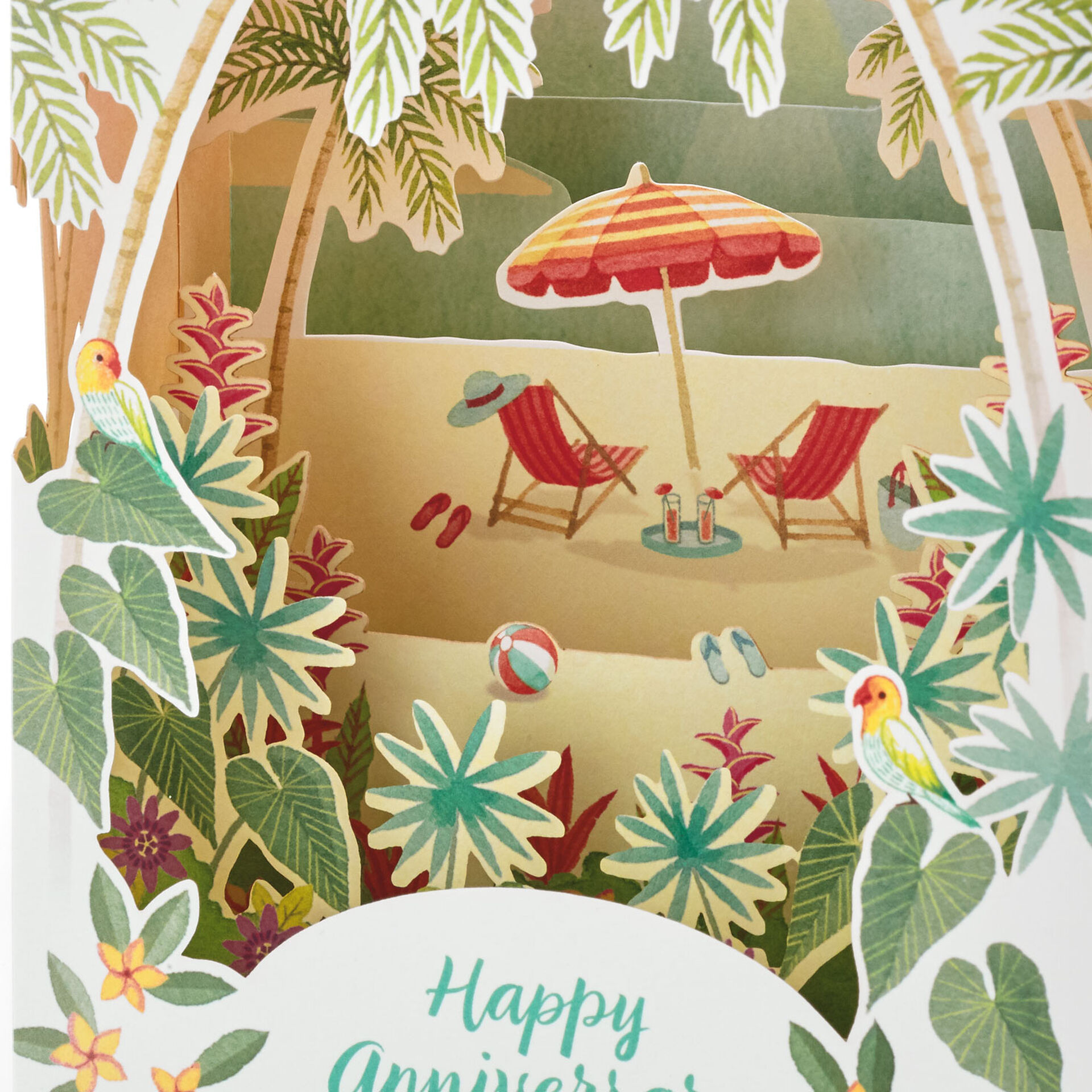 Lounge Chairs on the Beach 3D Pop-Up Anniversary Card - Greeting Cards