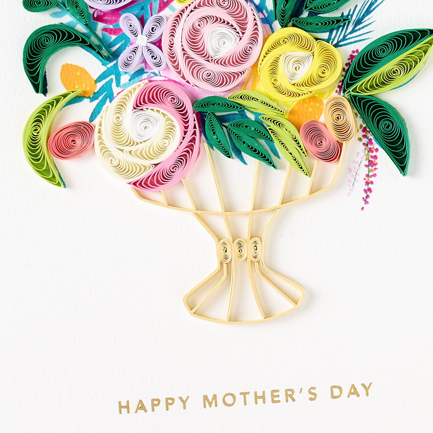 Quilled Floral Bouquet in Vase Signature Mother's Day Card card front detail image number 4
