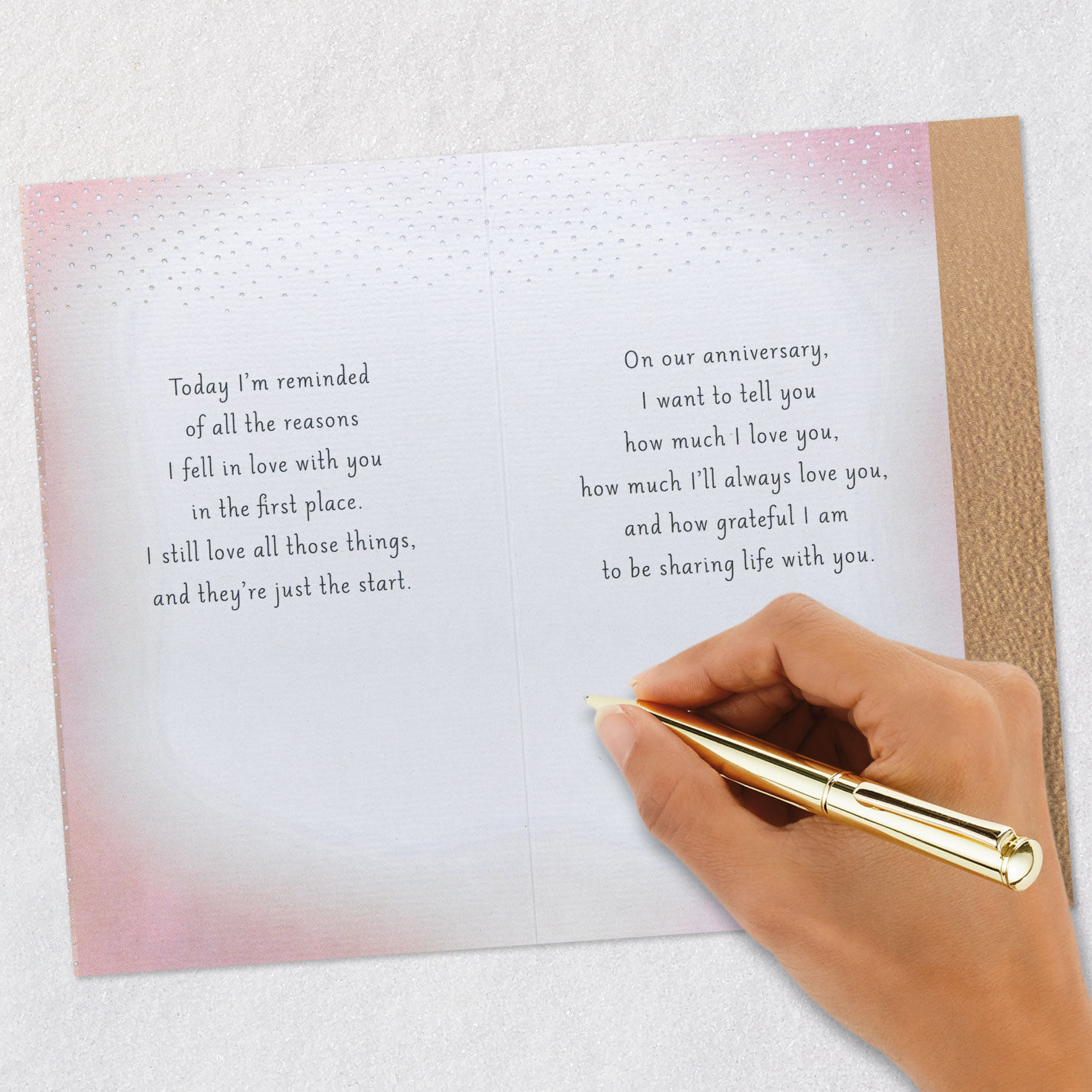 Pink Hearts Love Anniversary Card Signing card image number 7