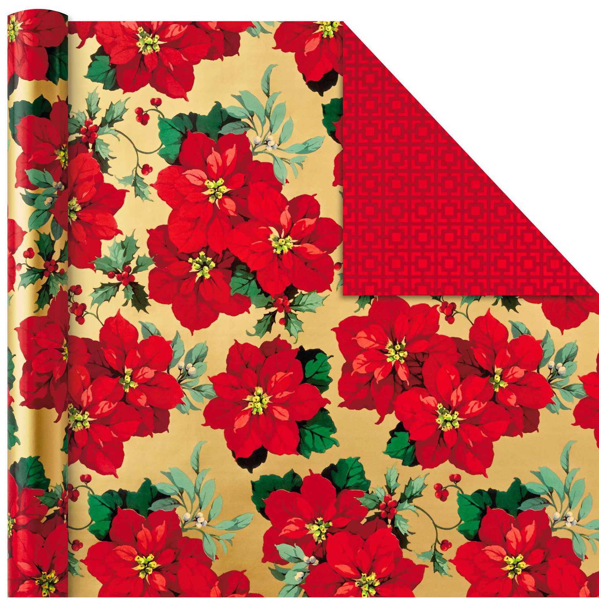 Traditional Christmas 4Pack Reversible Wrapping Paper Rolls, 150 sq