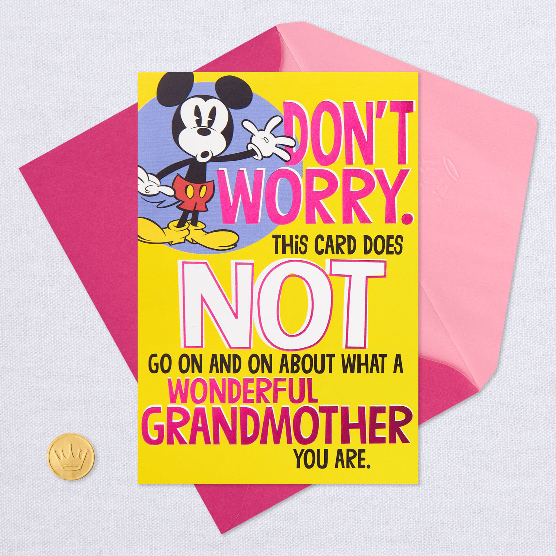 Disney Mickey Mouse Funny Mother's Day Card for Grandmother Greeting