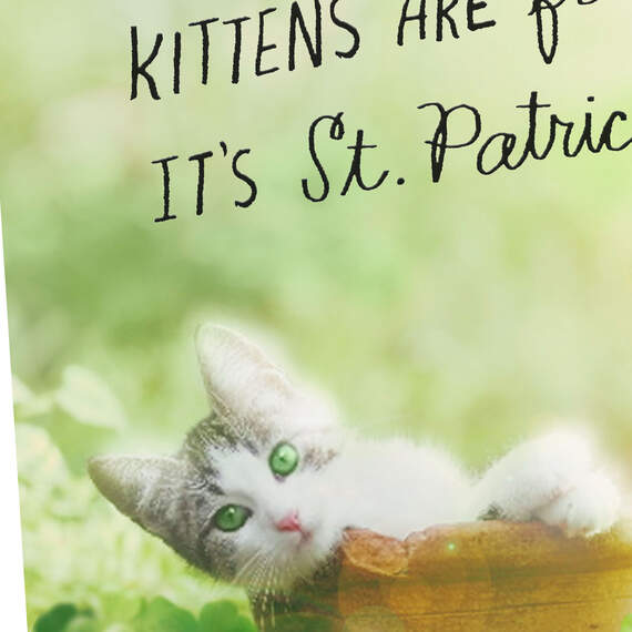 Frisky Kitten and Clover Poem Funny St. Patrick's Day Card, , large image number 4