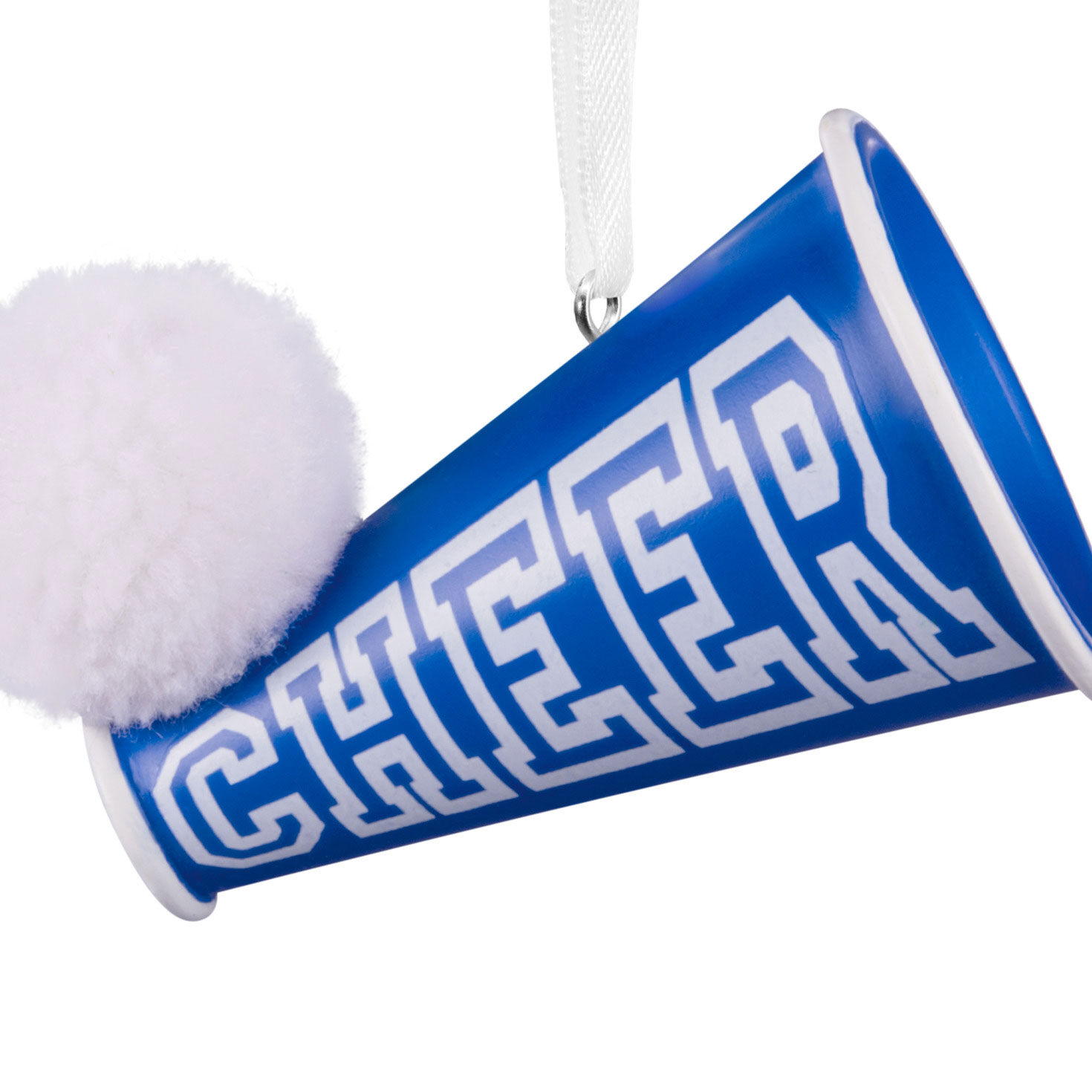 Blue Cheerleading Megaphone Christmas Ornament closeup view image number 5