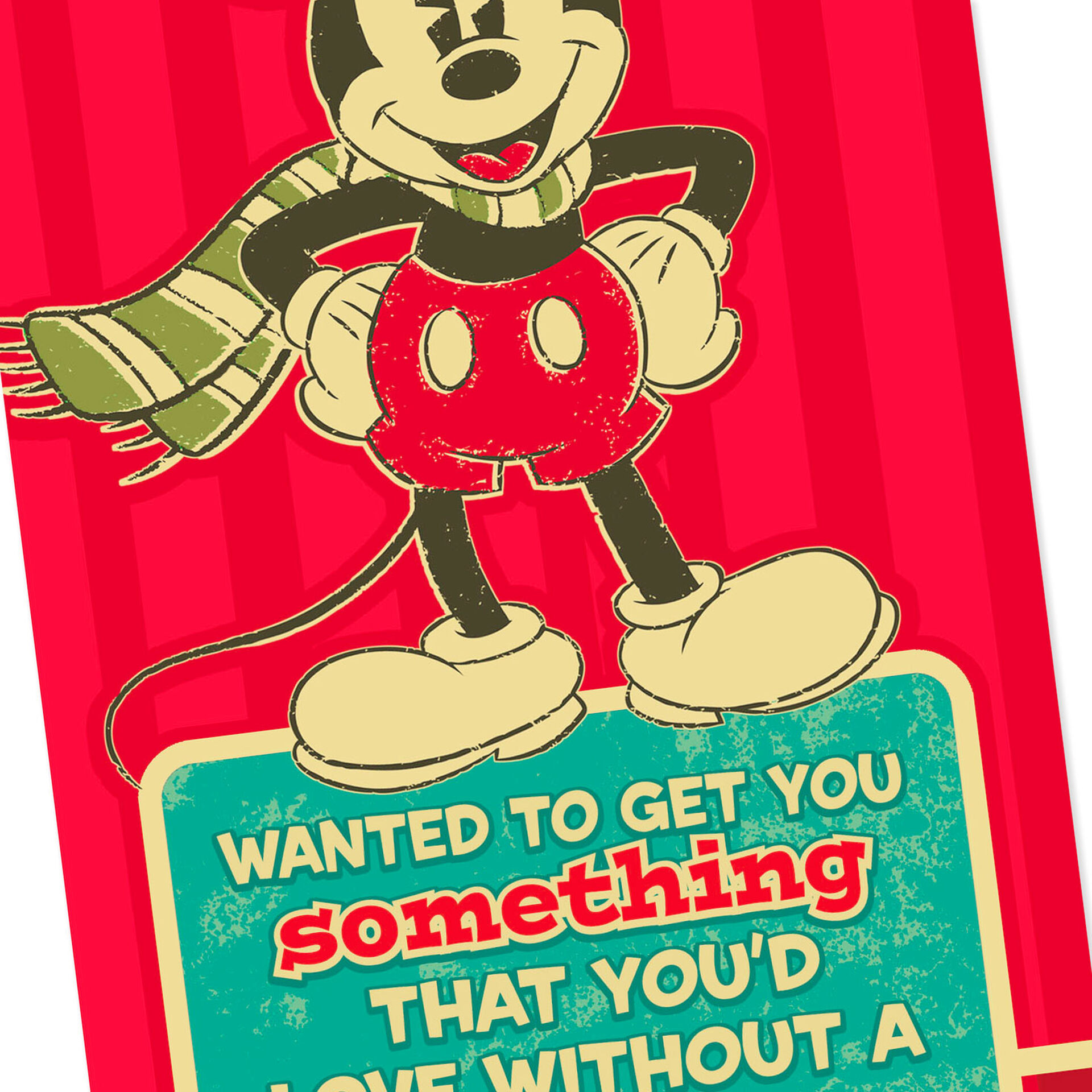 Disney Mickey Mouse in Scarf Money Holder Christmas Card Greeting