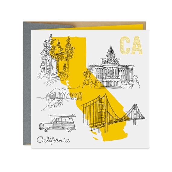 California Sketched Icons Blank Card, , large image number 1