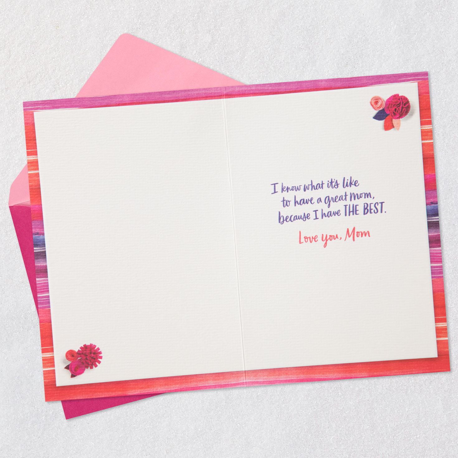 Mod Flowers on White Birthday Card for Mom Open card with envelope image number 3