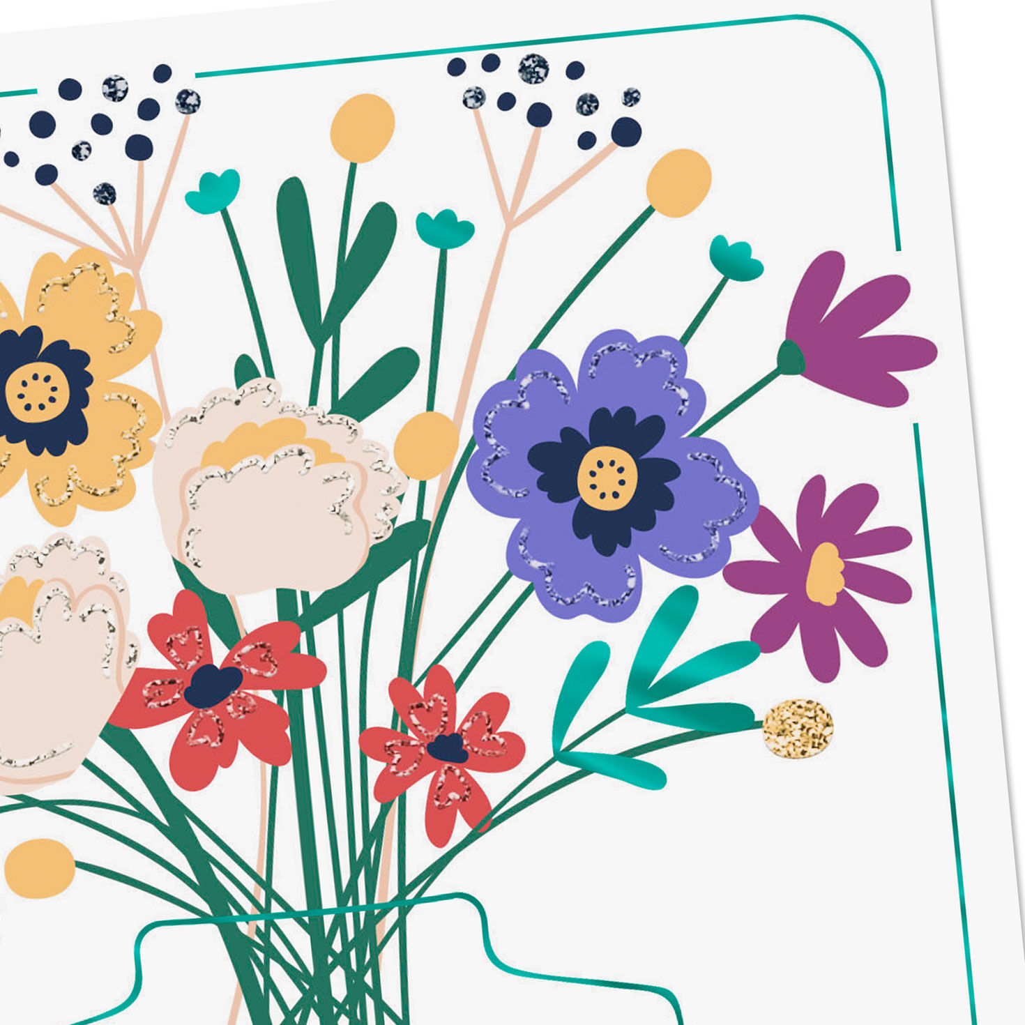 Sparkly Flowers in Vase Thank You Card Card Front Detail image number 4