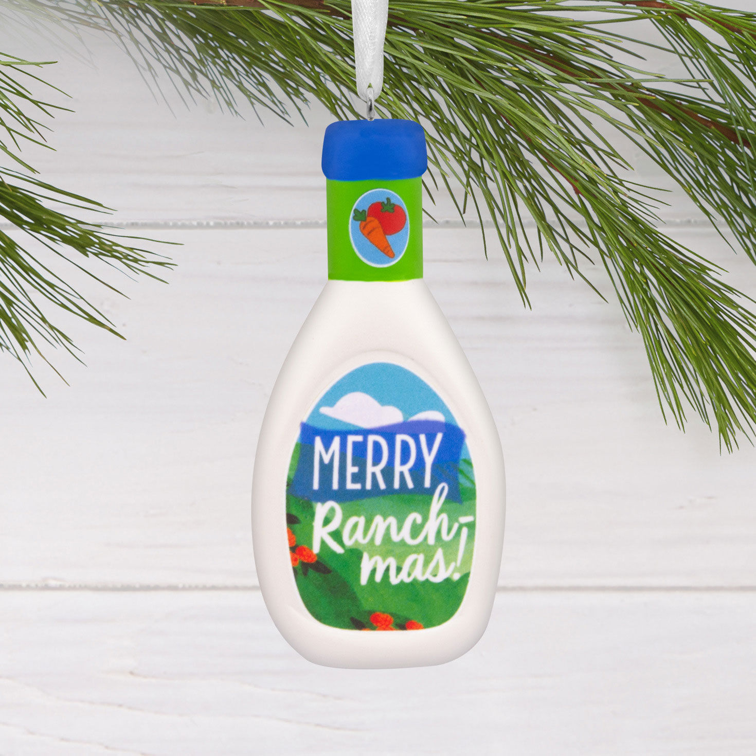 Ranch Dressing Bottle Christmas Ornament hanging on tree image number 2