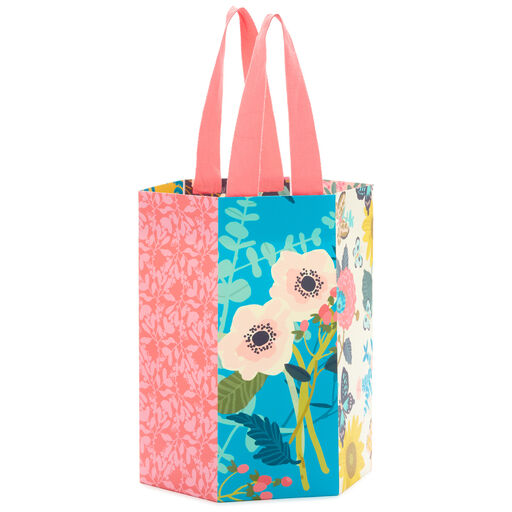 9.5" Floral Patchwork Hexagonal Gift Bag, 