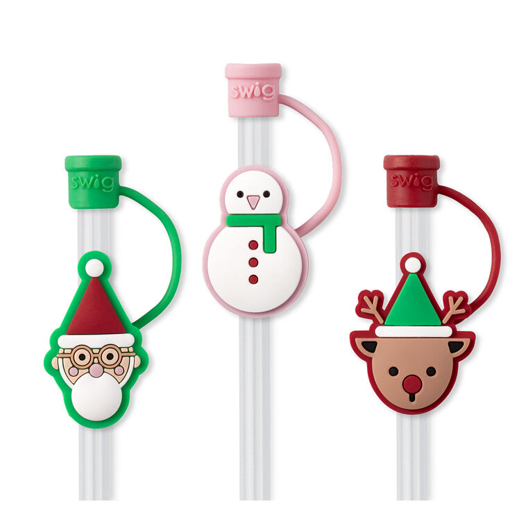 Swig Christmas Crew Straws With Toppers, Set of 3