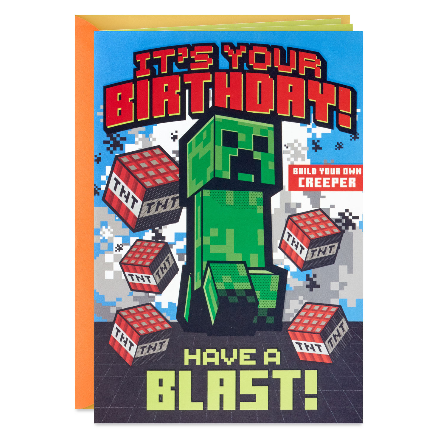 Minecraft Have a Blast Birthday Card for Kids With Build-Your-Own Creeper
