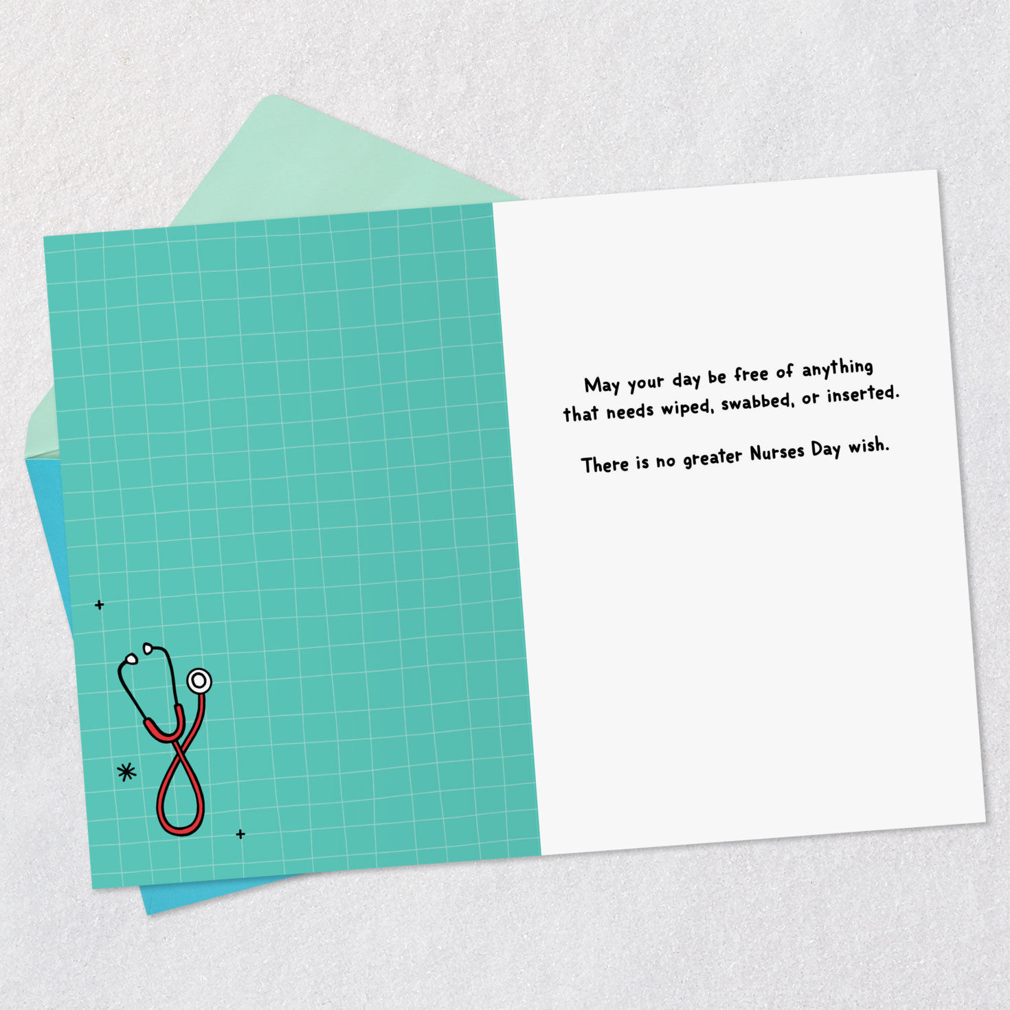 Healthcare Items Funny Nurses Day Card Open card with envelope image number 3
