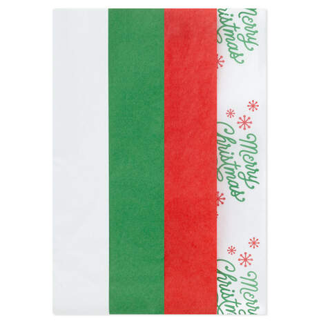 White/Red/Green/Christmas Print 4-Pack Tissue Paper, 24 sheets, , large