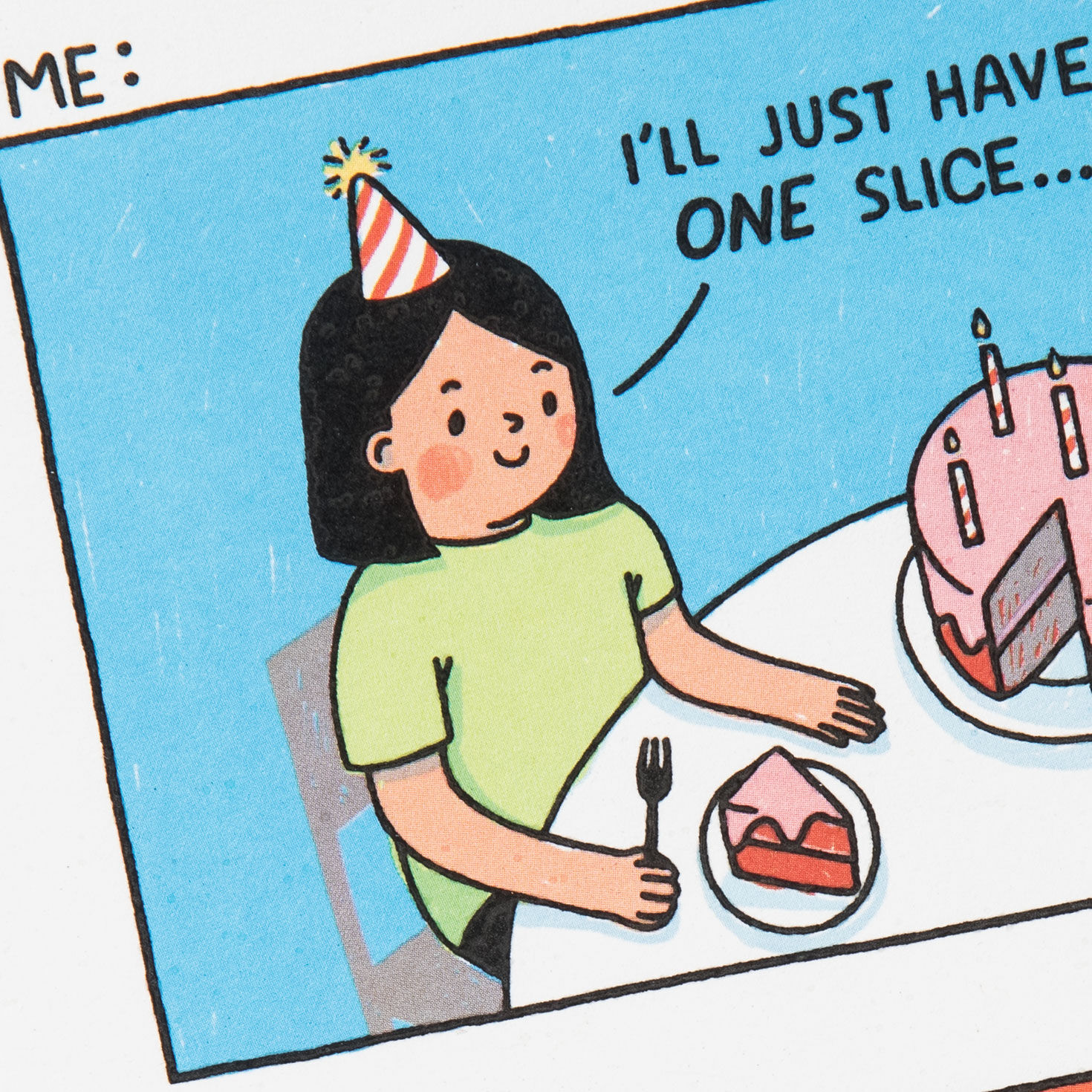 Woman Eating Whole Cake Funny Birthday Card for Her Card Front Detail image number 4