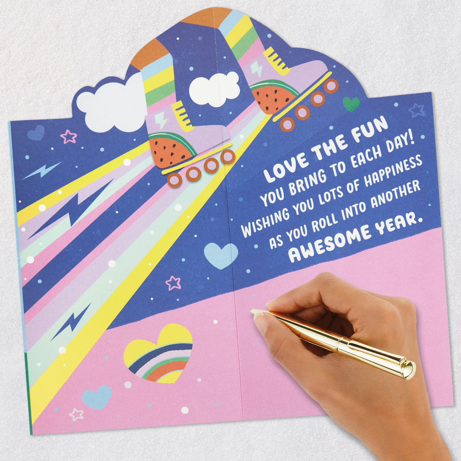 Roller Skating Girl Granddaughter Pop-Up Birthday Card Signing card image number 6