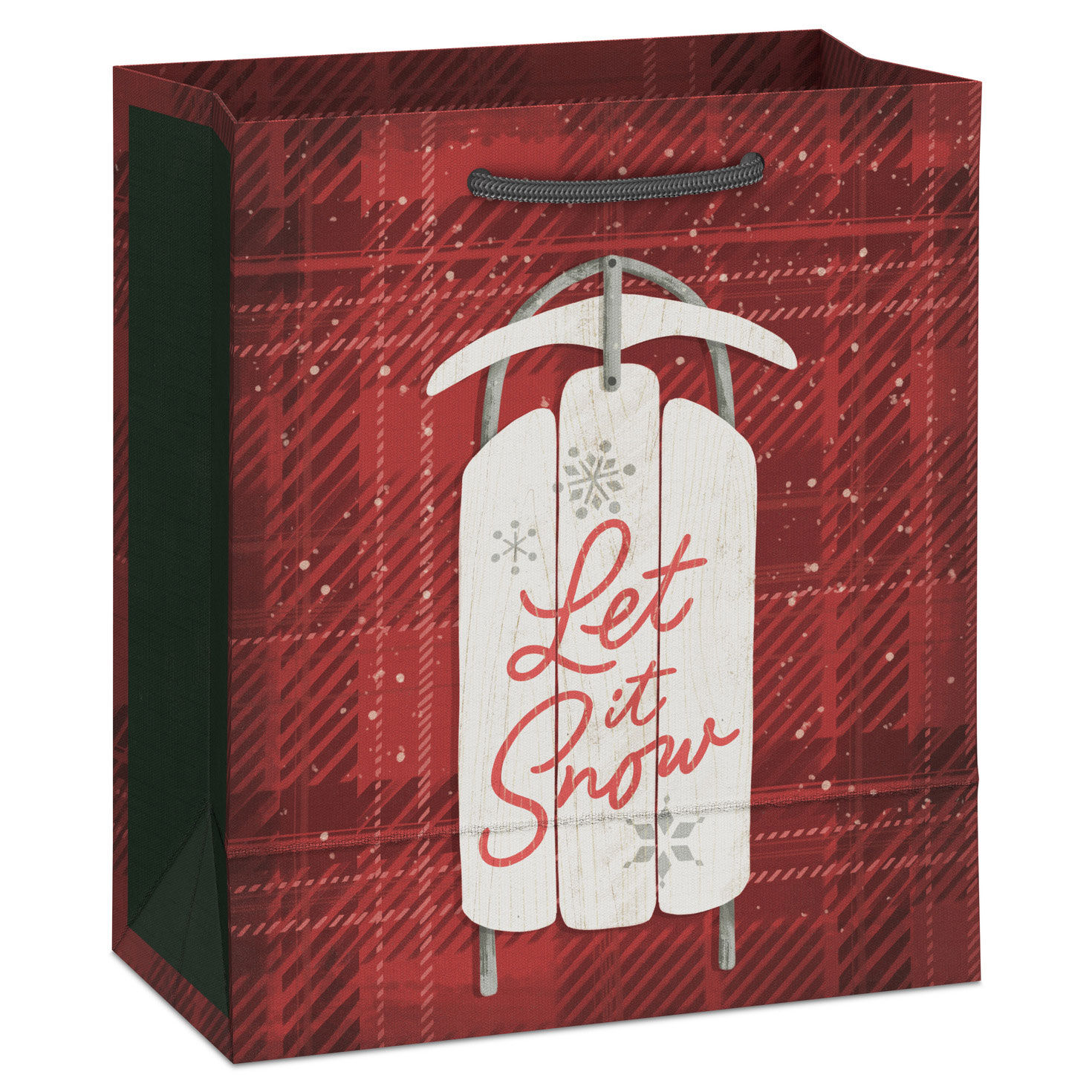 Rustic Sled Red Small Holiday Gift Bag Back image number 6