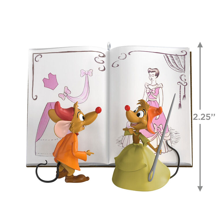 Cinderella Mice With Sewing Book Keepsake Ornament measurement image number 3