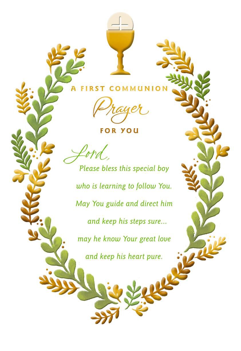 Chalice and Wreath of Leaves First Communion Card for Boy