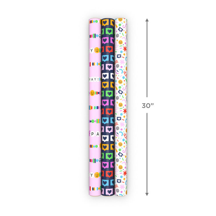 Beads and Hearts Wrapping Paper Roll 3-Pack  image number 8