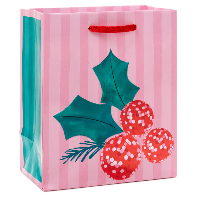 6.5" Disco Berries on Pink Small Christmas Gift Bag