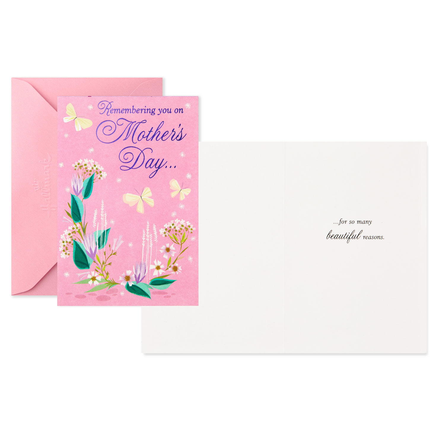 Flowers and Butterflies Mother's Day Card Pack Card Front with Sentiment image number 3