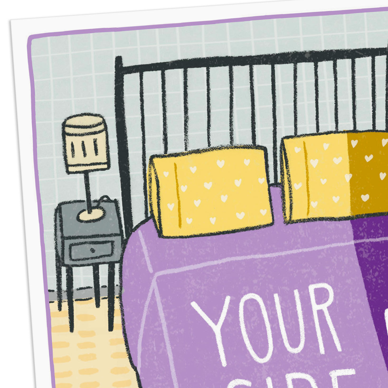 Sides of Bed Funny Anniversary Card for Spouse Card Front Detail image number 4