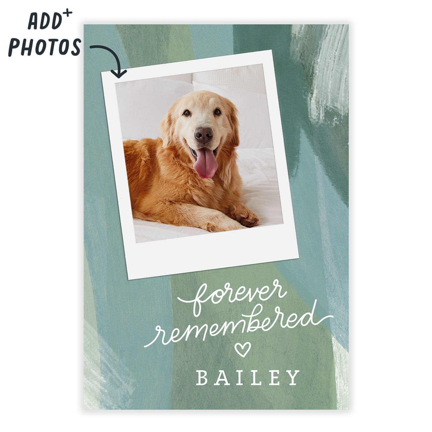 Personalized Green Brush Strokes Sympathy Photo Card  image number 2