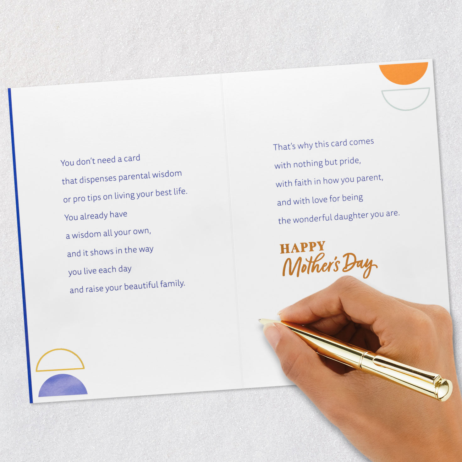 Blue and Orange Modern Mother's Day Card for Daughter signing card image number 7
