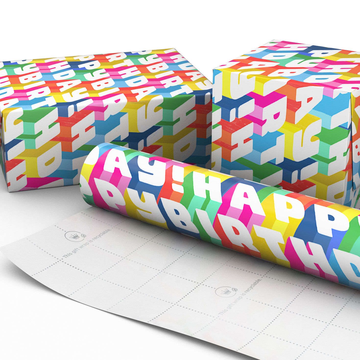 Angled All-Caps Happy Birthday Wrapping Paper, 20 sq. ft. for only USD 4.99 | Hallmark