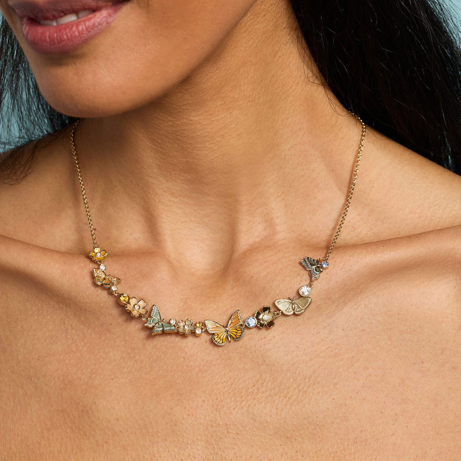 Alex And Ani New York Botanical Garden&reg; Butterfly Inline Necklace in use image number 4