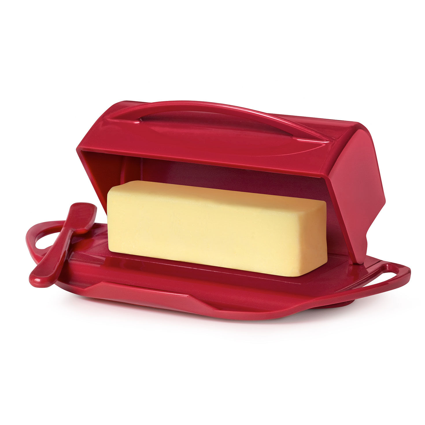 Red Butterie Flip-Top Butter Dish