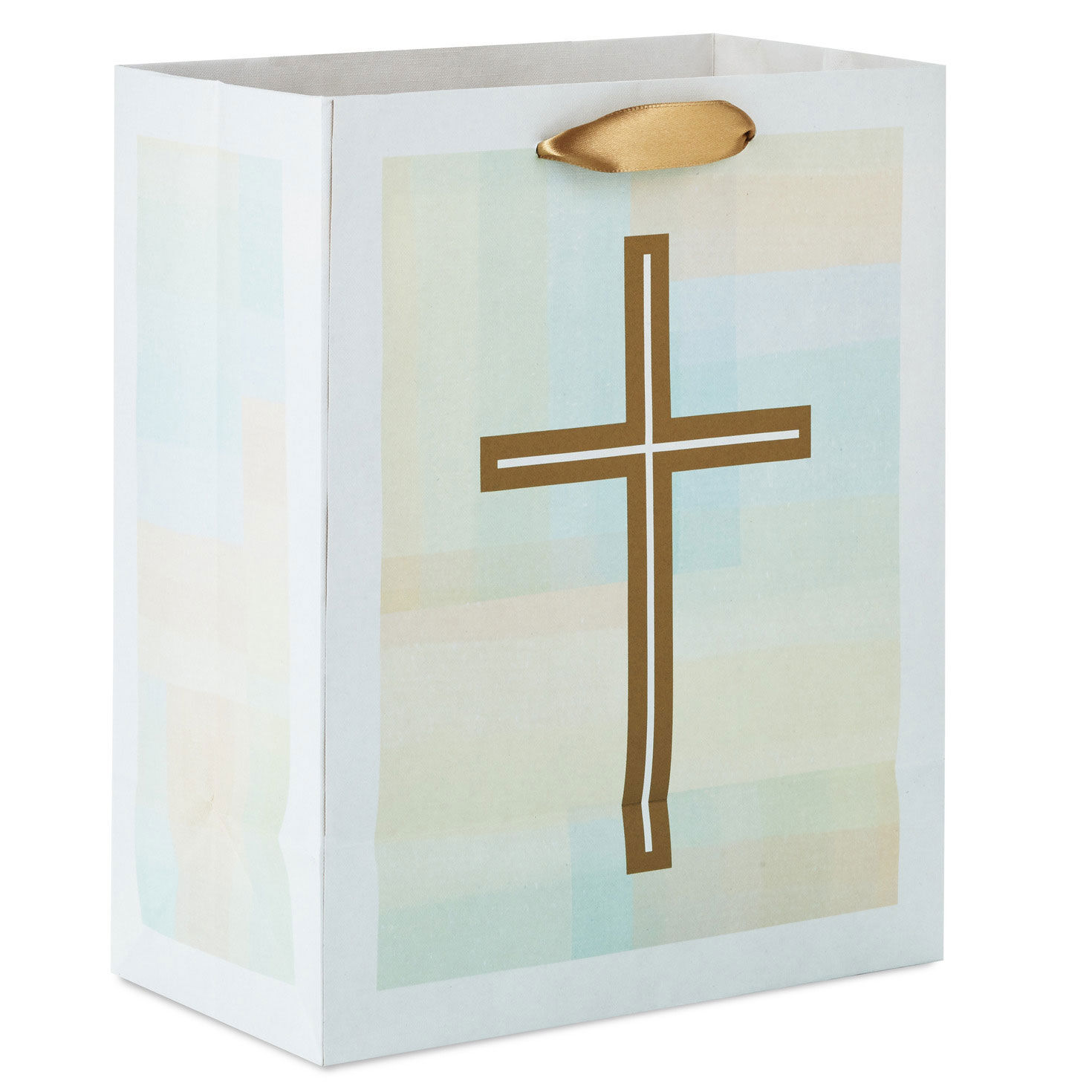 Gold Cross on Pastel Medium Gift Bag back image number 6