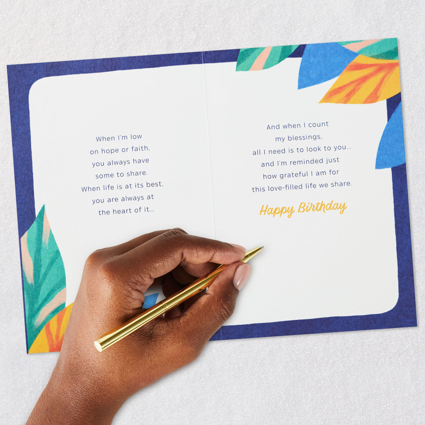 Cockatoo Bird on Blue Husband Birthday Card signing card image number 7