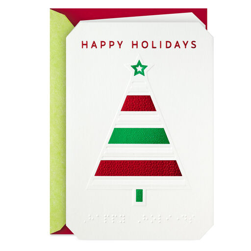 Happy Holidays Tree Braille Christmas Card, 
