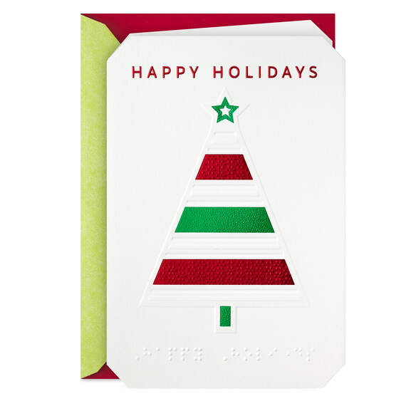 Happy Holidays Tree Braille Christmas Card