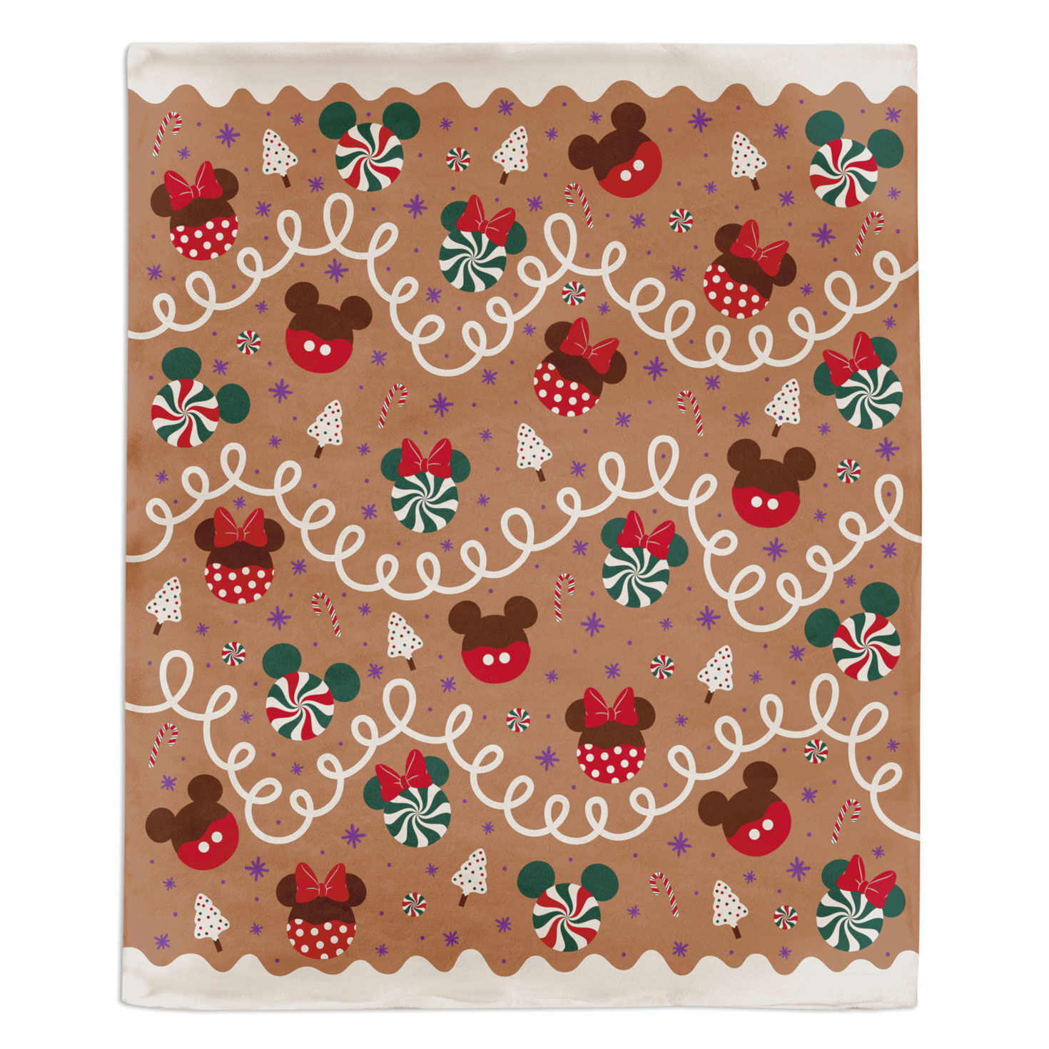 Disney Mickey and Minnie Icons on Gingerbread Throw Blanket, 50x60 for only USD 44.99 | Hallmark