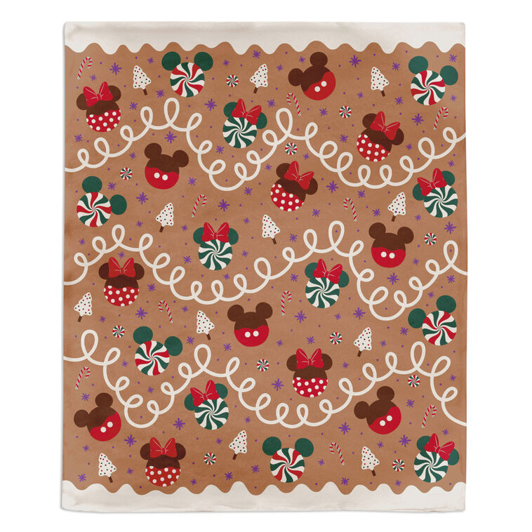 Disney Mickey and Minnie Icons on Gingerbread Throw Blanket, 50x60