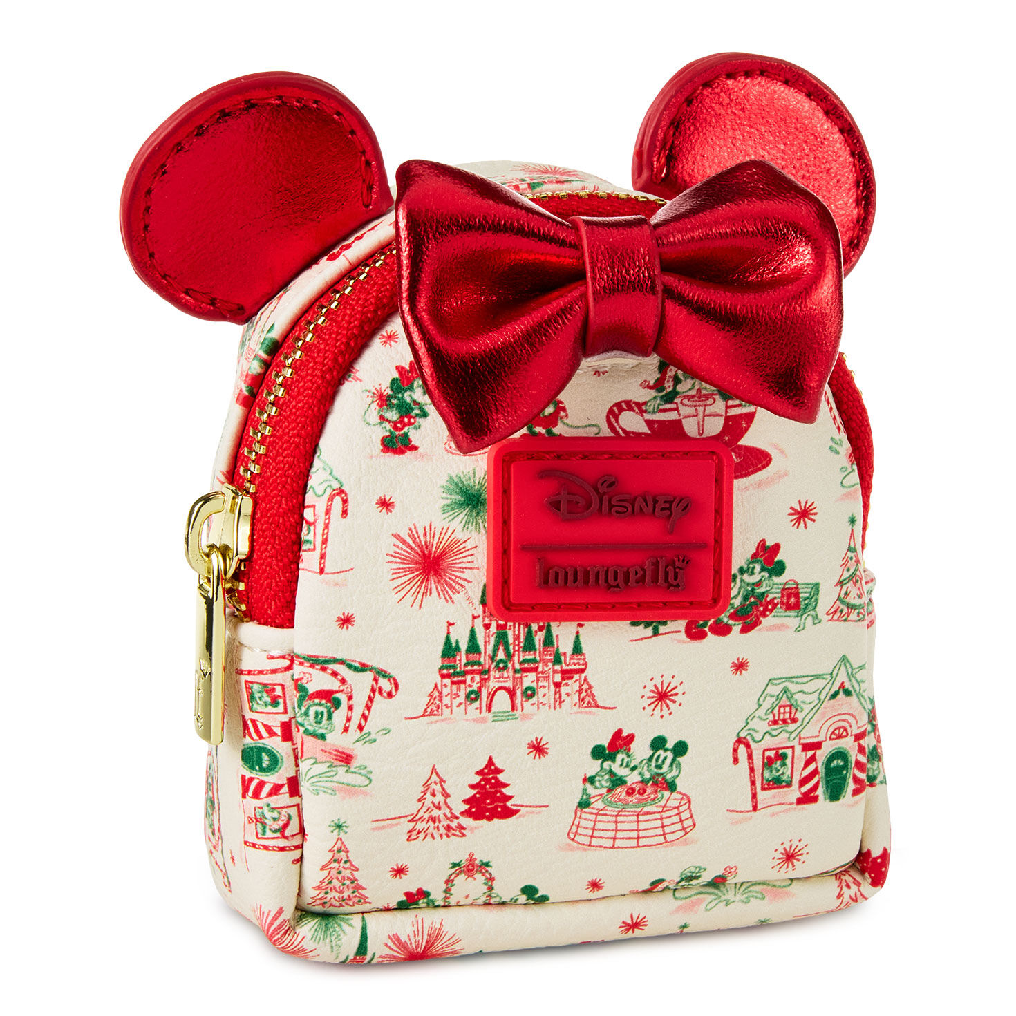 Red Gold Cream Minnie Ears Bag Charm upclose back image number 4