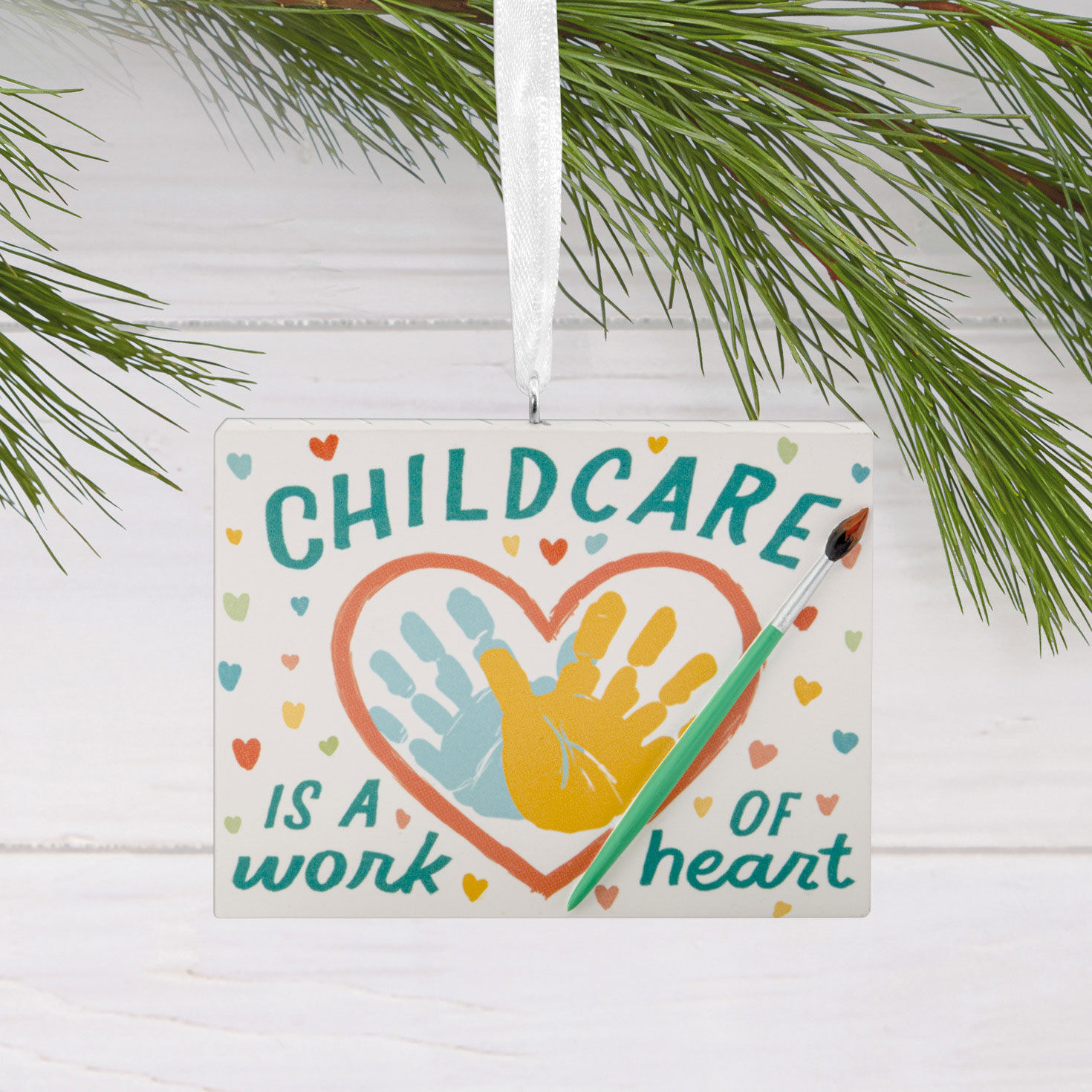 Childcare Canvas Christmas Ornament hanging on tree image number 2