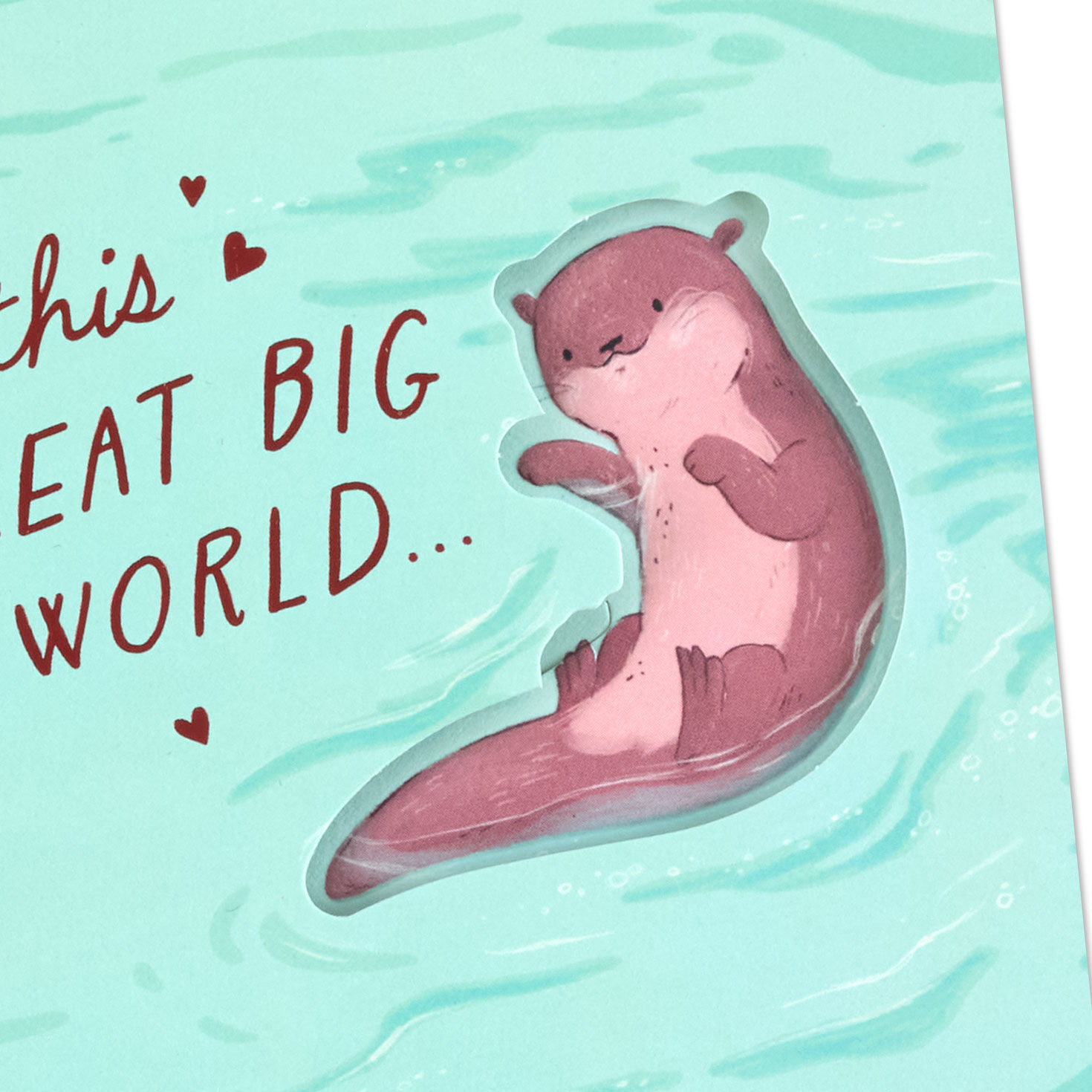 Two Otters on Water Valentine's Day Card Card Front Detail image number 5