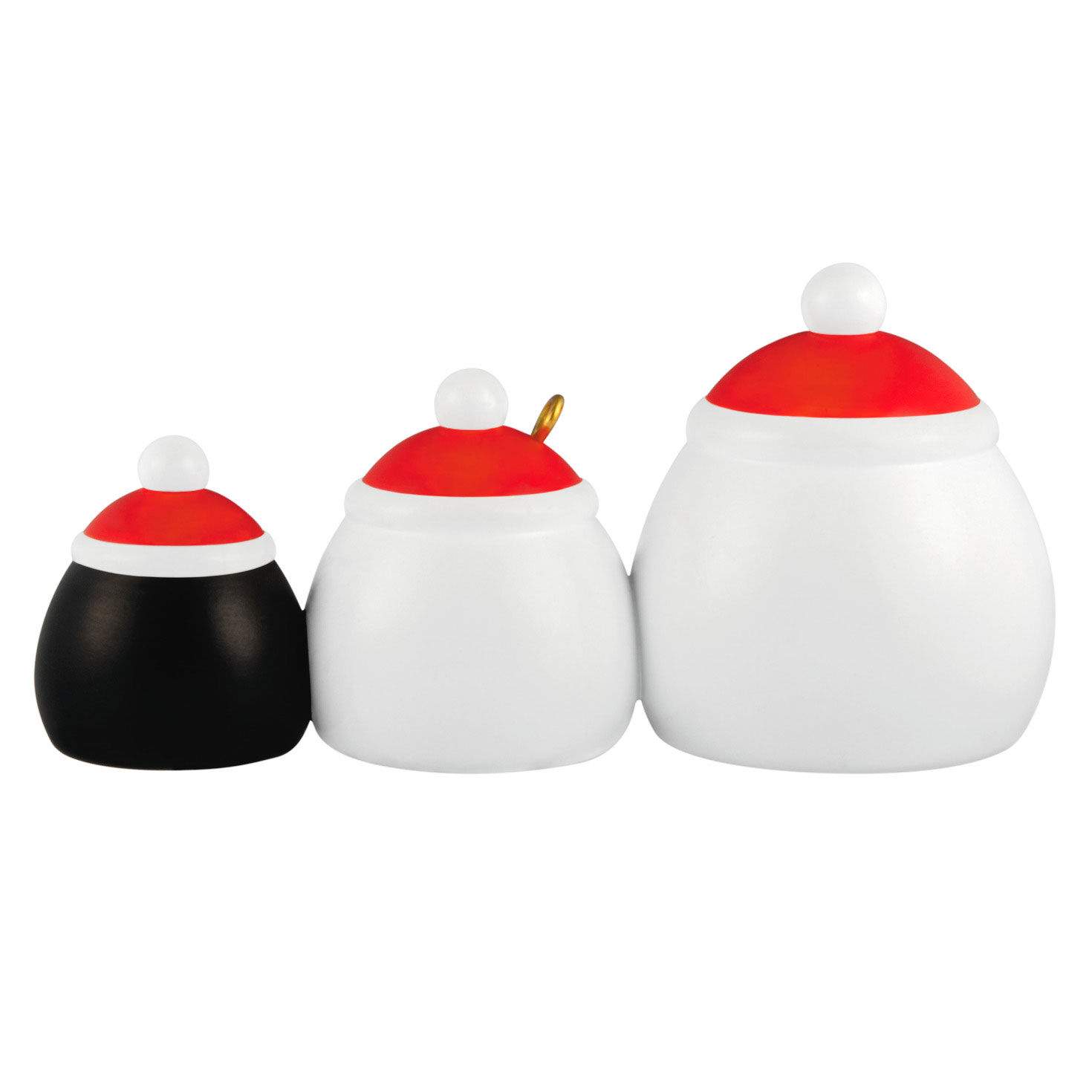 Santa Snowman Penguin Canisters Keepsake Ornament Back image number 6