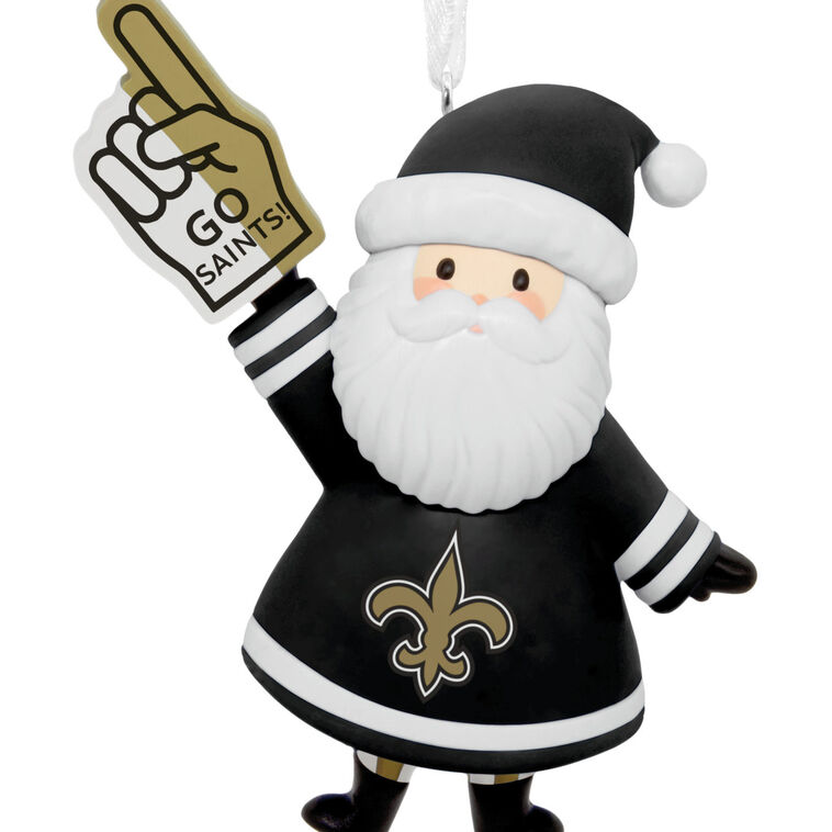 New Orleans Saints Santa Fan Christmas Ornament closeup view image number 5