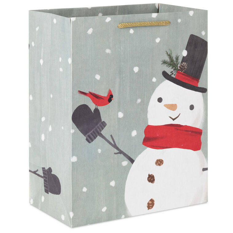 9.6" Snowman in Top Hat Medium Holiday Gift Bag