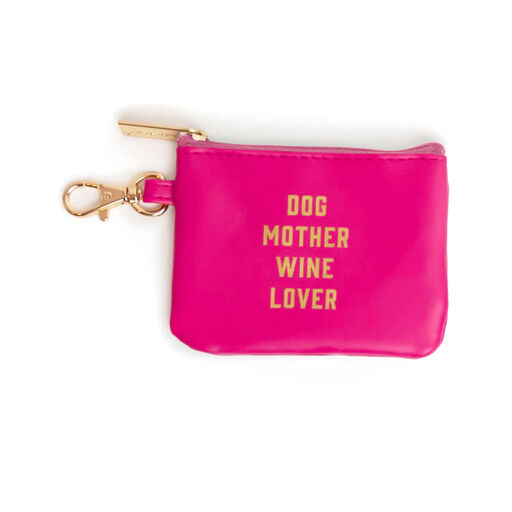 Mary Square Dog Mother Wine Lover Hot Pink Pet Waste Bag Holder, 
