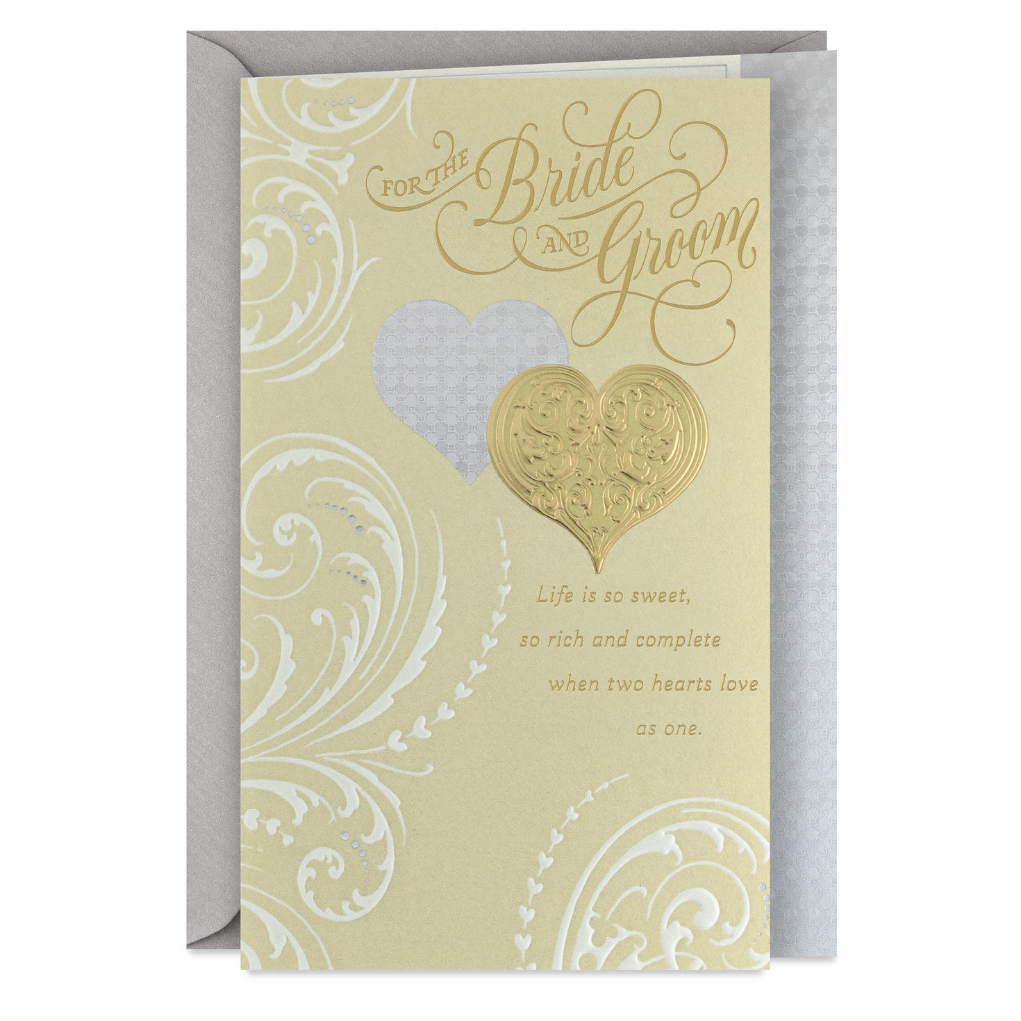 When Two Hearts Love as One Wedding Card from Us