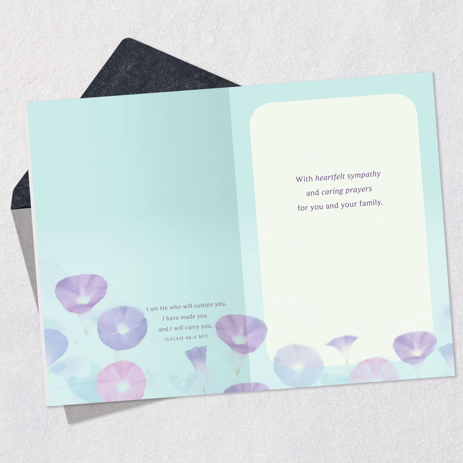 Purple Flowers and Butterfly Religious Sympathy Card  image number 4